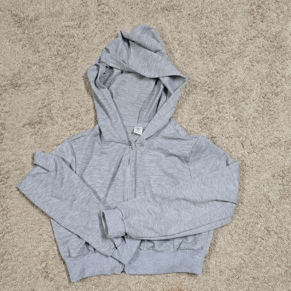 SHEIN Gray Cropped Hooded Sweater